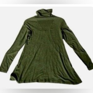 Kay Celine Green Moto Topstitch Knit Turtleneck Sweater Top XS